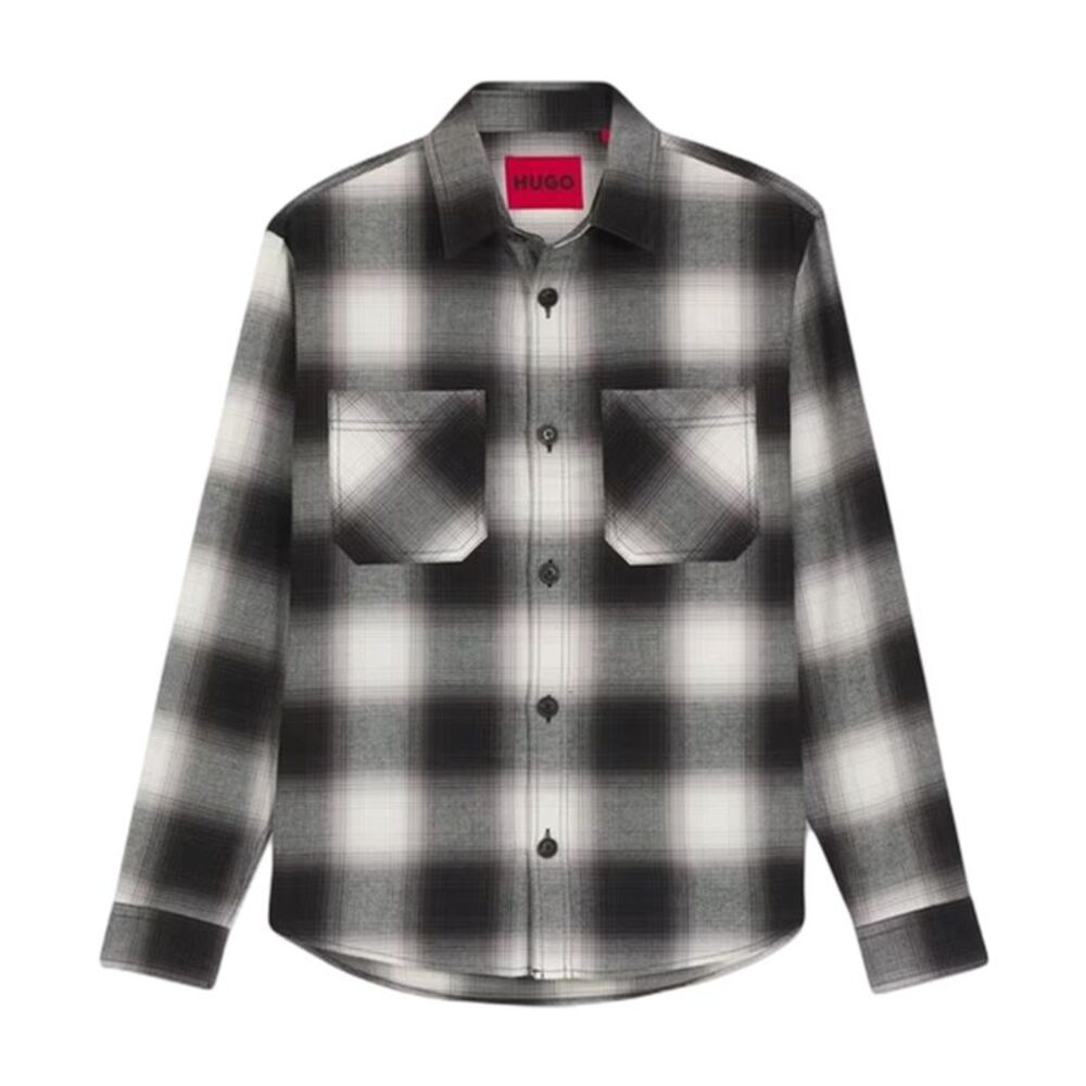 Hugo Mens Erato Plaid Long-Sleeved Shirt / Black